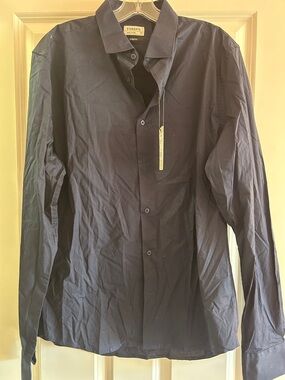 Men's Casual Button-Down Shirt - Navy Blue